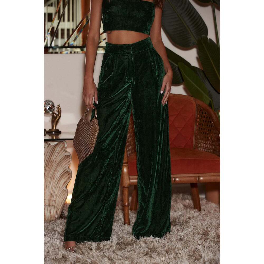12th Tribe Rhea Emerald Velvet Trousers